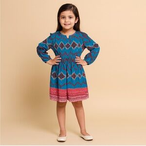 GB Girls Boho Red and Blue Patterned Dress Size Medium